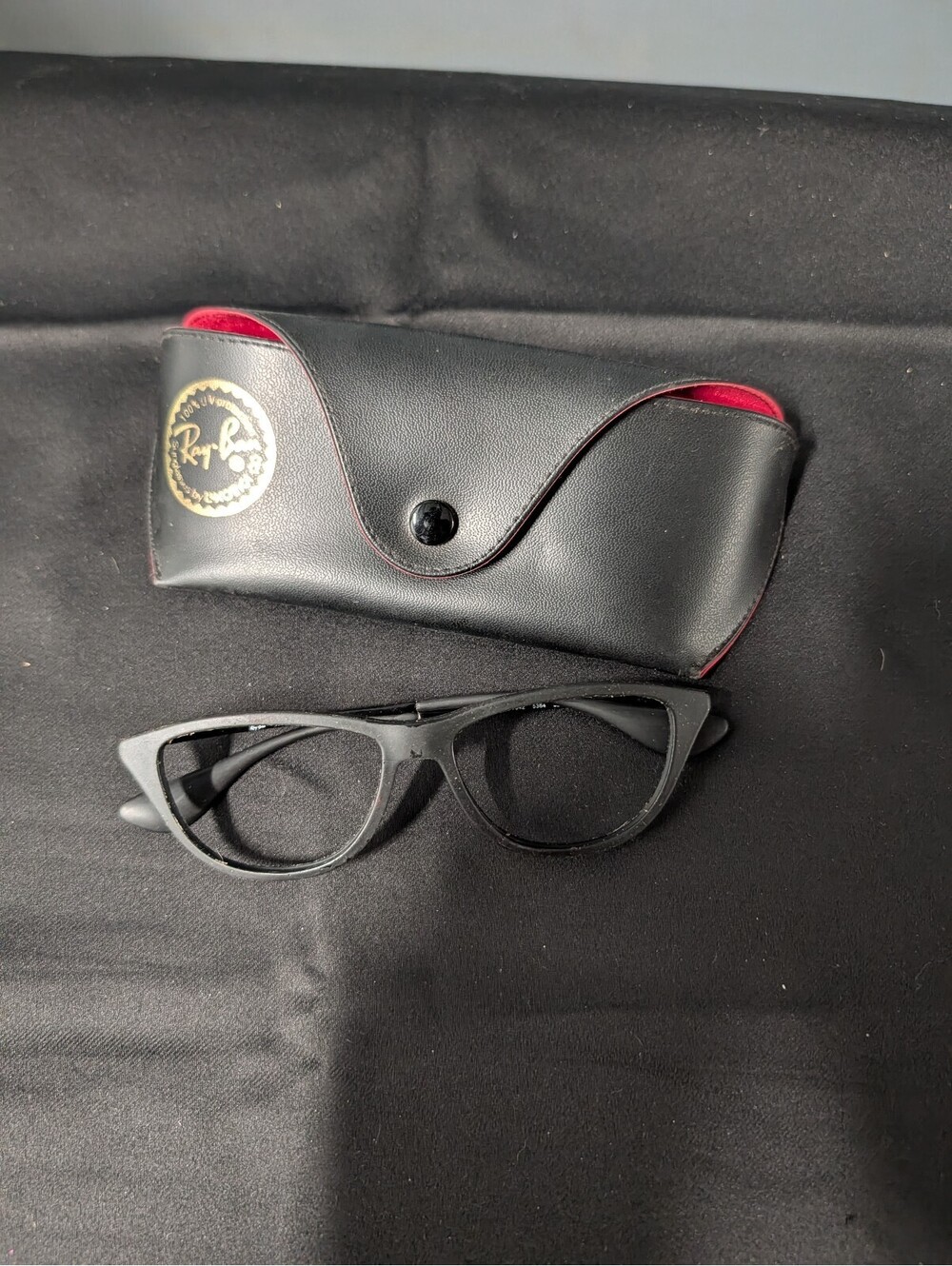 Vtg Ray Ban 7042 Black Rubberized Semi Cat Eye Eyeglass Frames